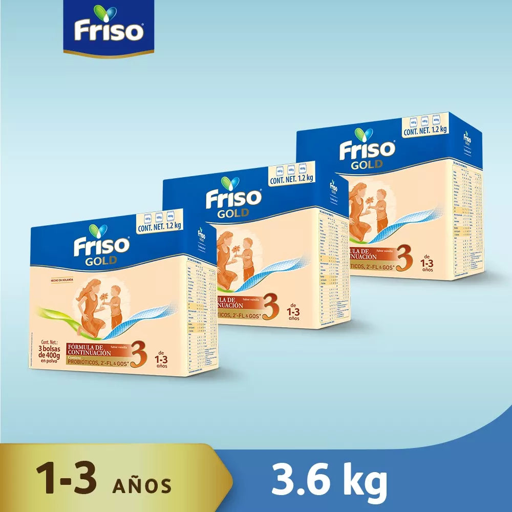 Friso Gold 3 (1-3 Años) 3 Pack 3.6 Kg