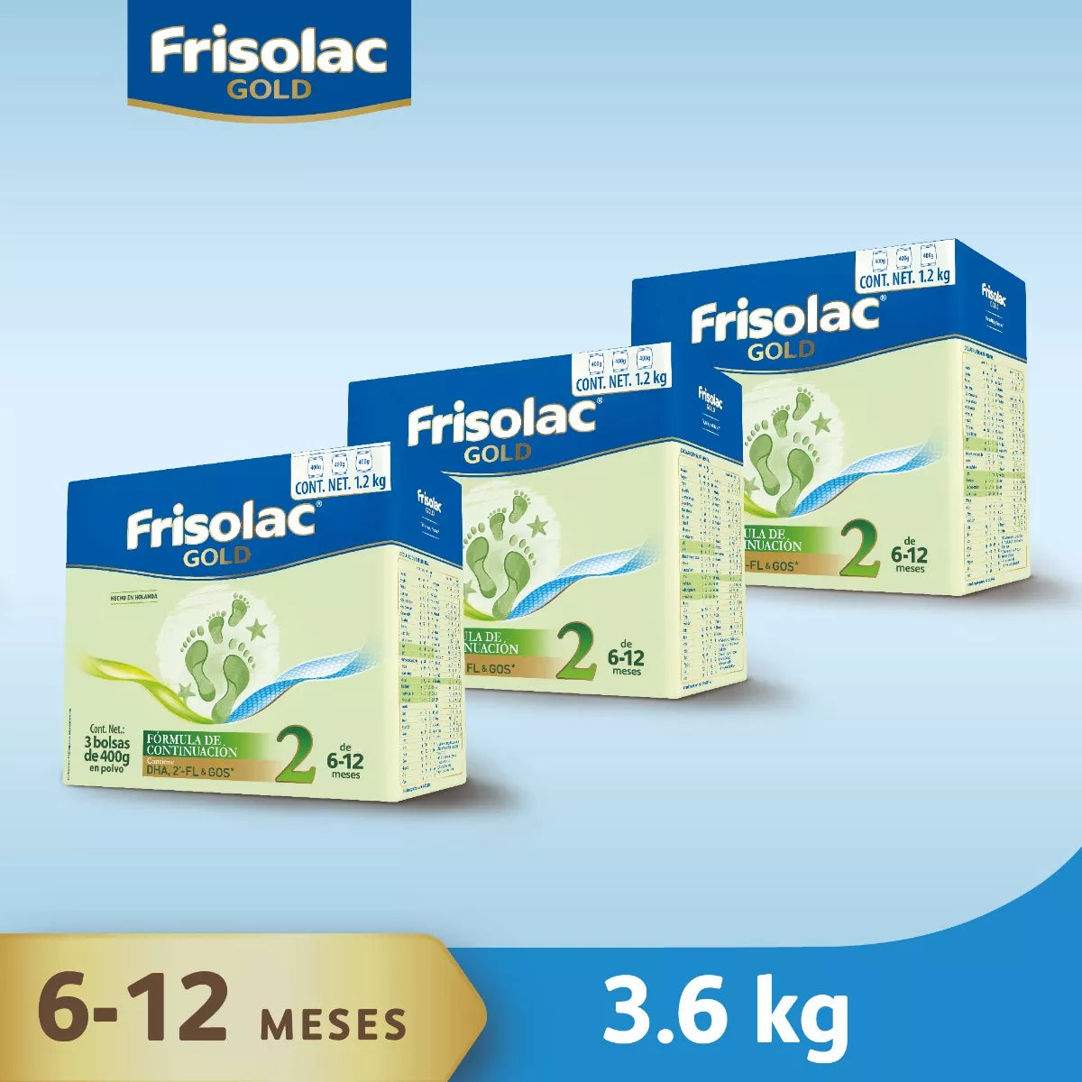 Frisolac Gold 2 (6-12 Meses) 3 Pack 3.6 Kg