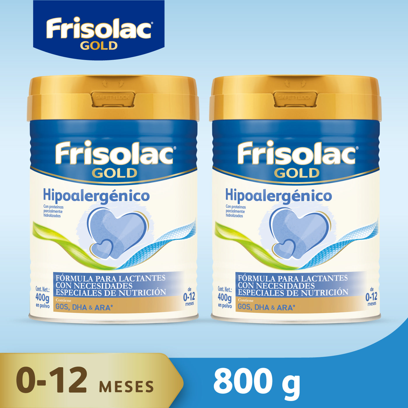 Frisolac Gold Hipoalergénico (0 A 12 Meses) Lata Con 400 Gr - 2 Pack