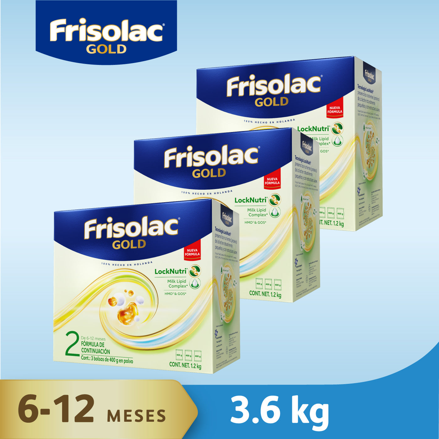 Frisolac Gold 2 (6-12 Meses) 3 Pack 3.6 Kg